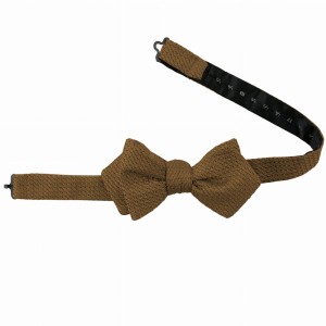 Light brown self-tie bow tie made of silk grenadine Garza Grossa