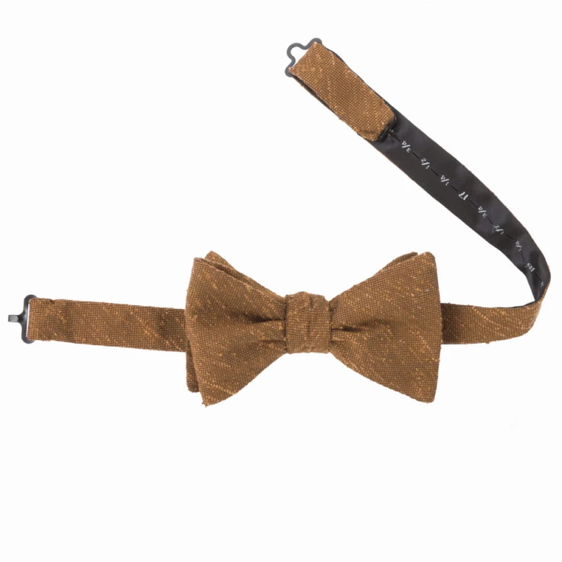 Light brown silk shantung bow tie