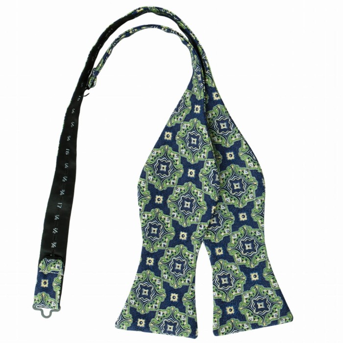 Printed self tied bow tie with green and yellow ormanent MST3891A.jpg