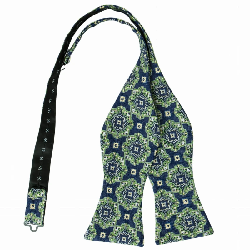 Printed self tied bow tie with green and yellow ormanent MST3891A.jpg
