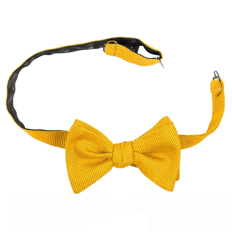Elegant yellow grenadine bow tie to tie yourself, made of high-quality silk