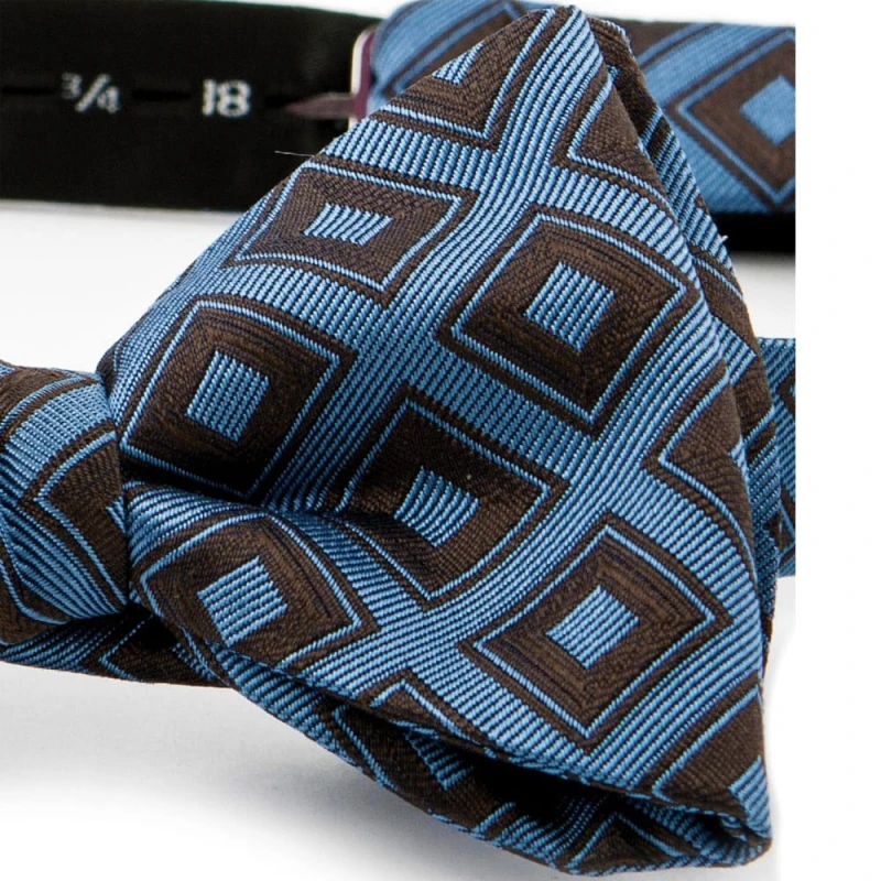 Blue silk bow tie with brown diamonds MS1509a.jpg