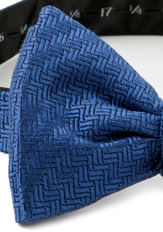Blue silk bow tie with a herringbone structure MS1510a.jpg