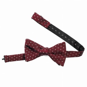 Elegant burgundy silk jacquard bow tie for self-tying