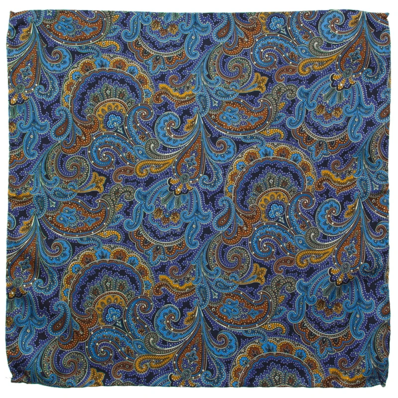 Paisley Printed Silk Pocket Square in Navy Blue PST4259b.jpg
