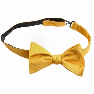 Yellow silk self-tying bow tie