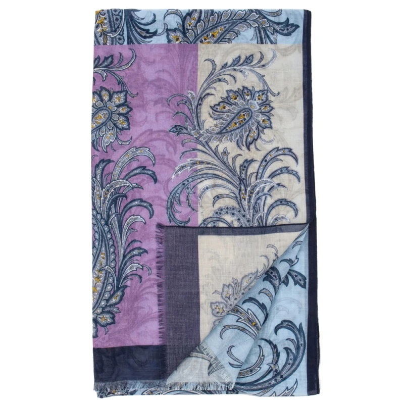 Blue scarf made of transparent cotton with a navy blue paisley design SC0027a.jpg