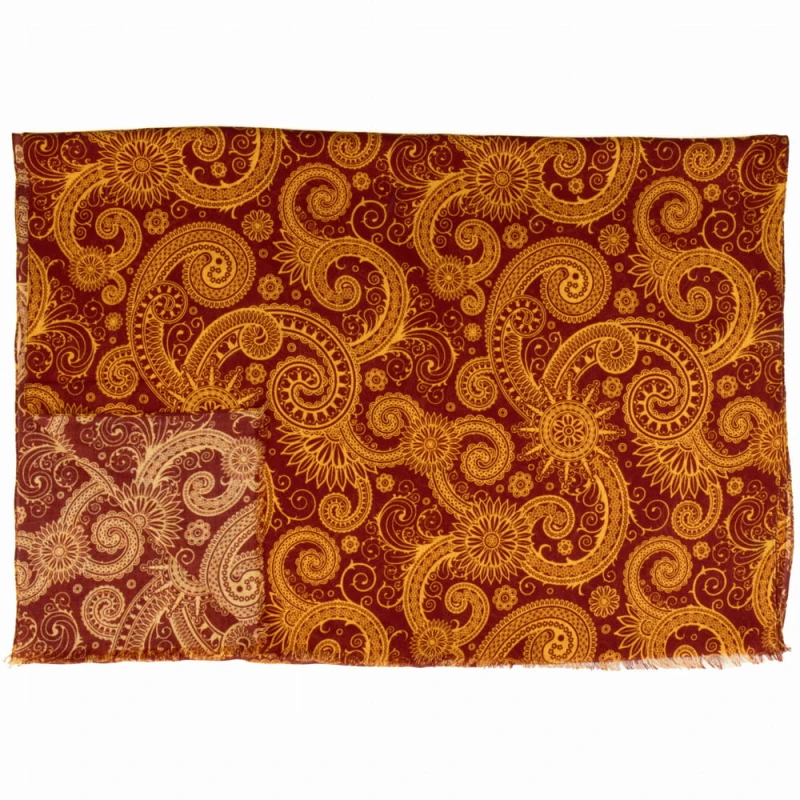 Red woolen scarf with an oriental yellow pattern STW3999a.jpg