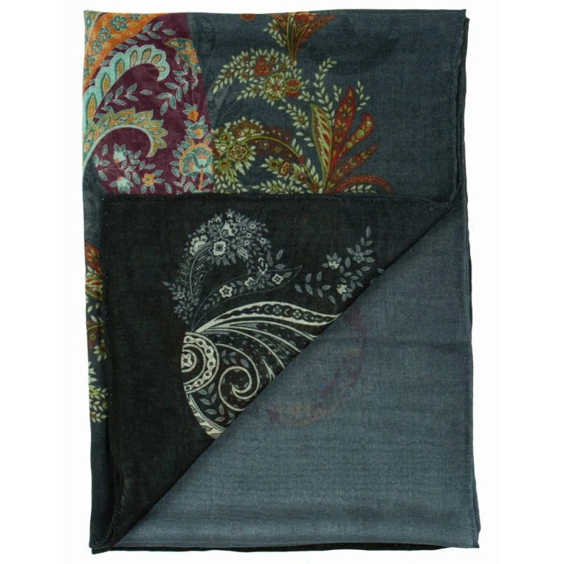 Shaded grey-graphite women's scarf with a large oriental floral pattern SWO1689a.jpg