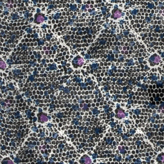 Silk chiffon shawl with a black and white snake pattern with purple and blue accents AS0129a.jpg
