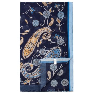 Navy blue cotton scarf in oriental pattern SC0030a.jpg
