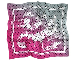Grey and pink silk scarf with volante motif ASPIN2399s