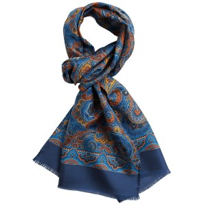 Granatowy jedwabny szalik w paisley
