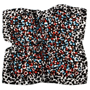 Black silk scarf with colorful spots