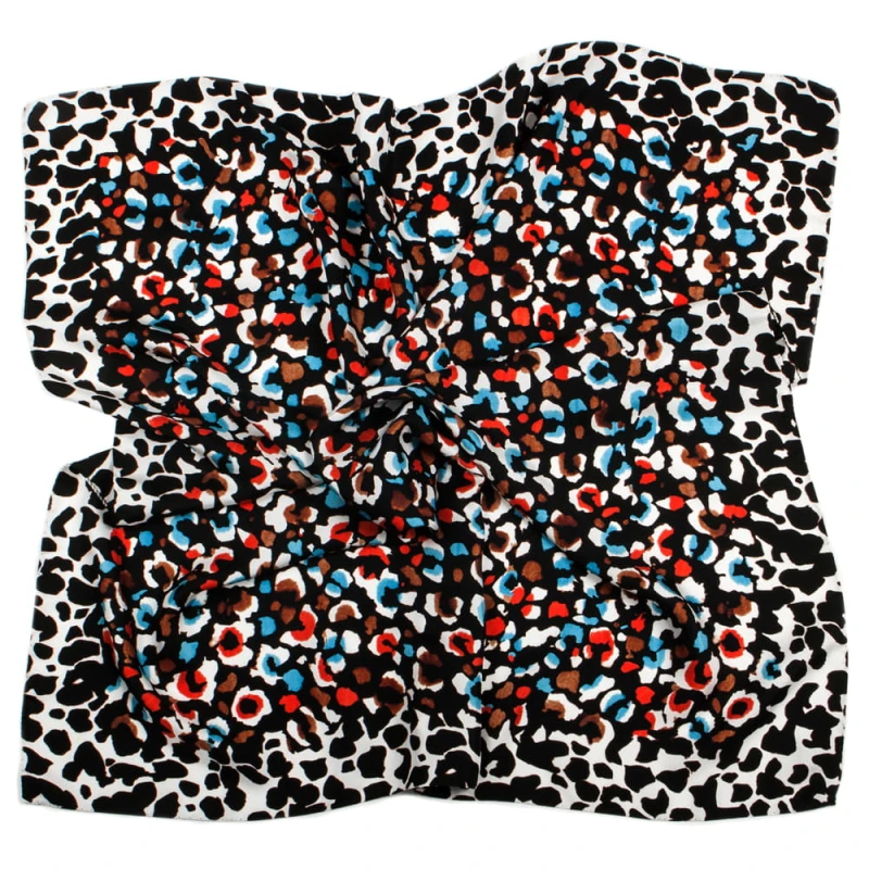 Black silk scarf with colorful spots