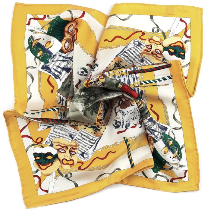 Silk scarf with a yellow border by Venezia