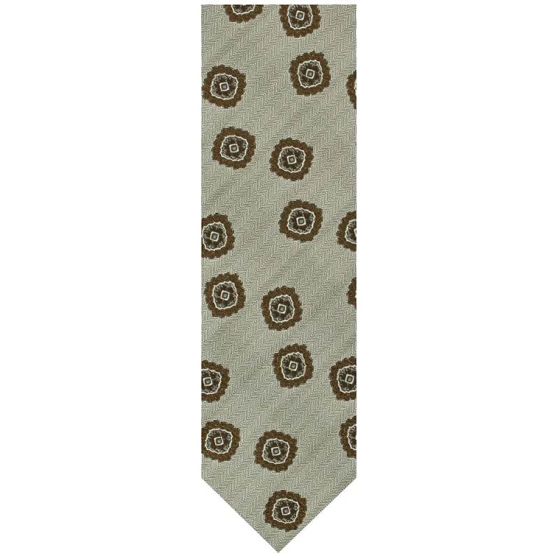 Silk jacquard necktie with medalion pattern