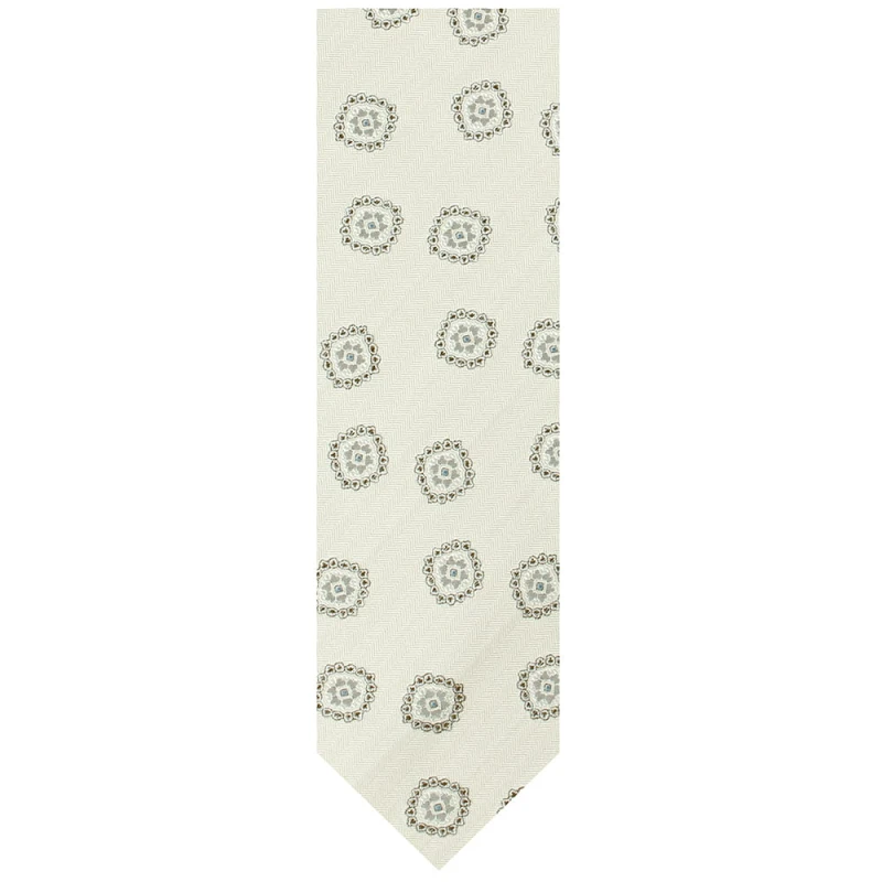 Cream Jacquard Medallion Tie