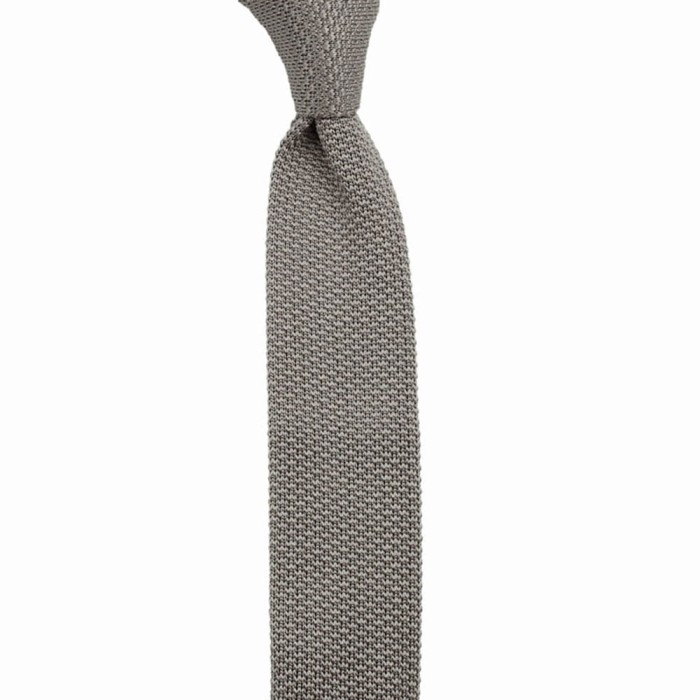 Szary jedwabny krawat knit