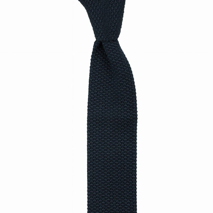 Navy blue silk knitted tie