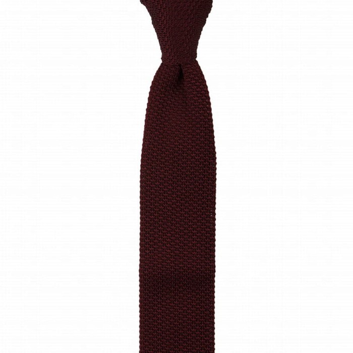 Burgundy silk knitted tie