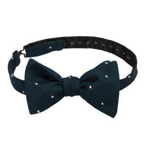 Navy blue grenadine silk self-tie bow tie
