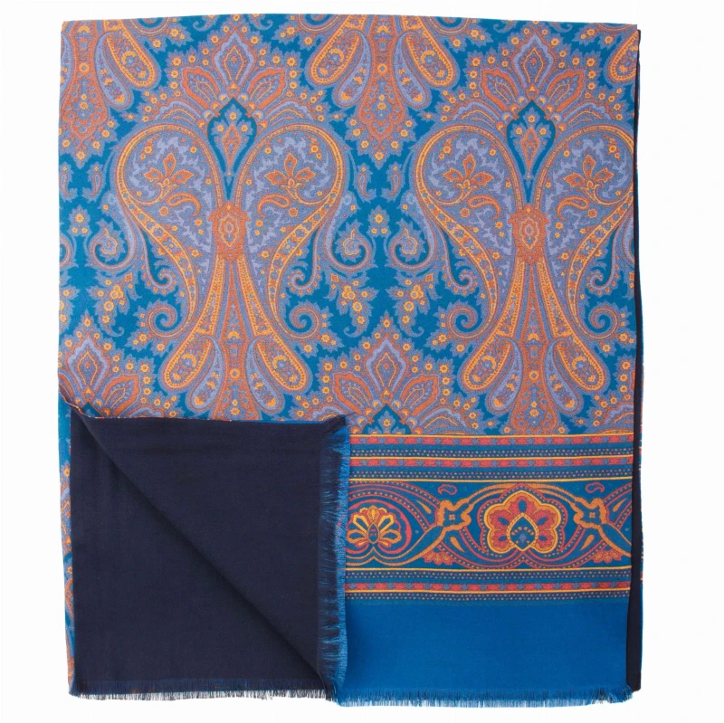 Blue silk scarf with large paisley pattern and wool lining SSWT4130a.jpg