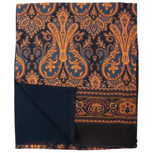 Black silk scarf with a large oriental pattern and wool lining SSWT4128a.jpg