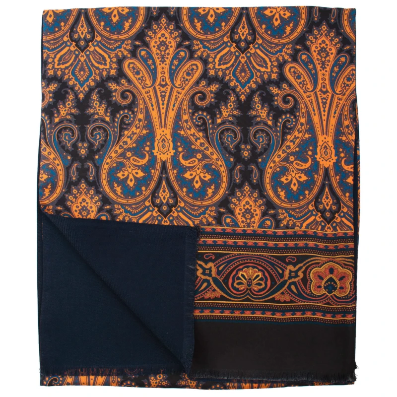 Black silk scarf with a large oriental pattern and wool lining SSWT4128a.jpg