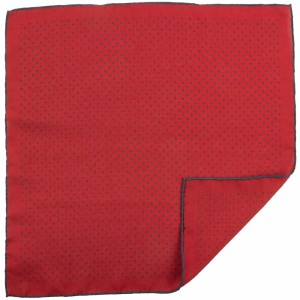 Large red wool pocket square with small blue-gray polka dots PW3165a.jpg