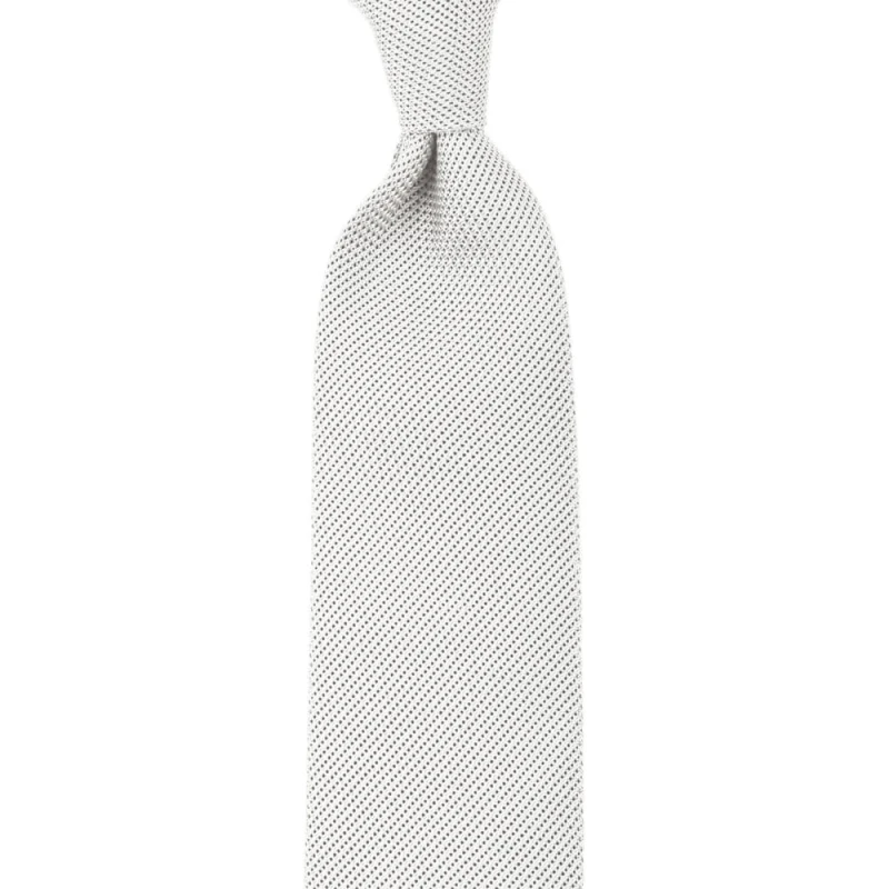 White garza fina silk grenadine necktie KSG61.jpg