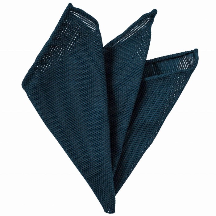 Navy silk grenadine filolao pocket square