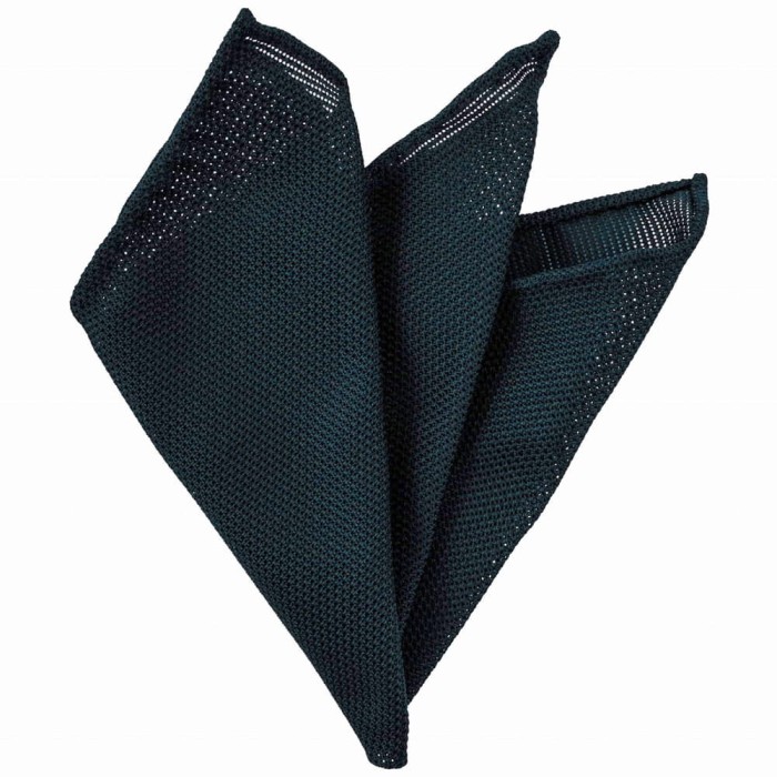 Dark navy silk grenadine filolao pocket square