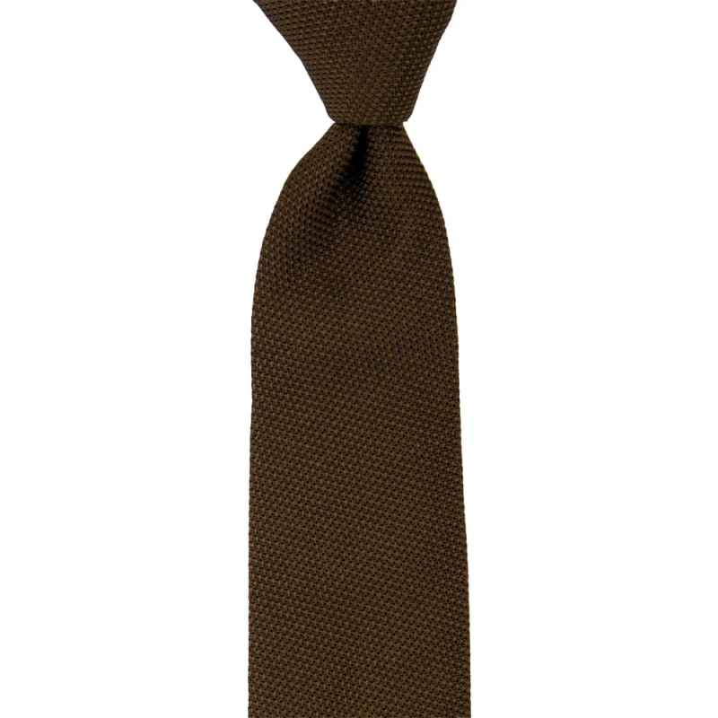 Dark brown tie hand made of filolao grenadine KSG6134.jpg