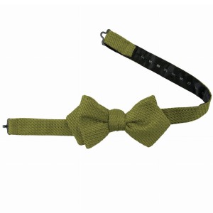 Olive green self-tying silk grenadine bow tie Garza Grossa