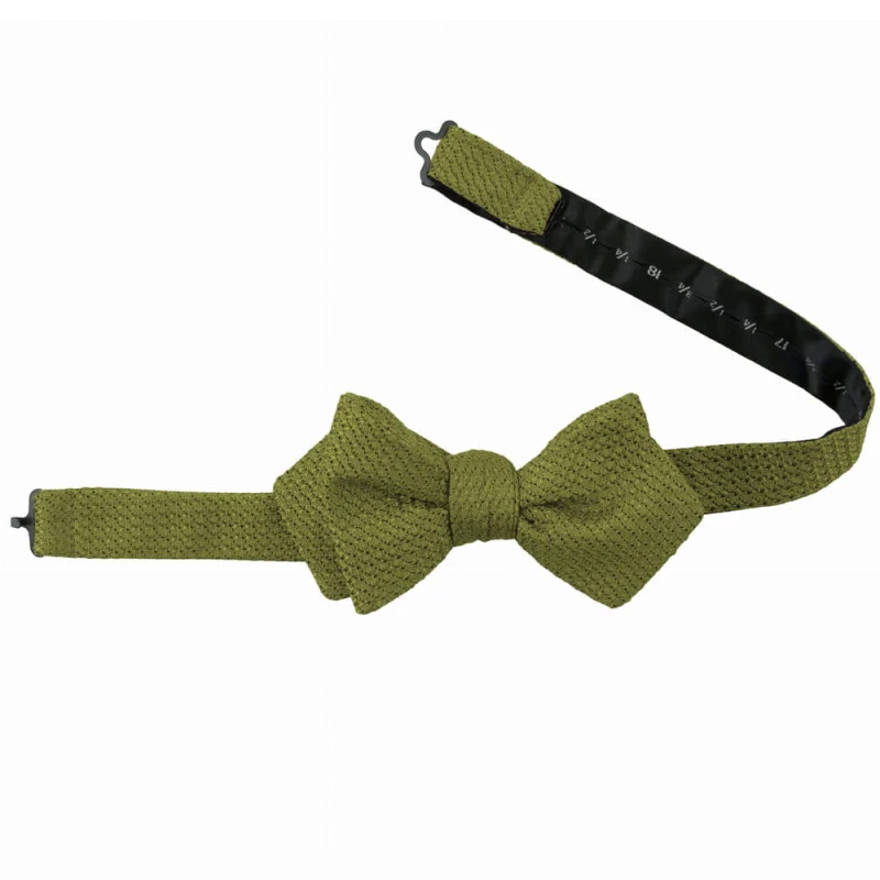 Olive green self-tying silk grenadine bow tie Garza Grossa