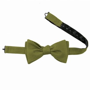 Olive green self-tying silk grenadine bow tie Garza Grossa MSG54733b.jpg