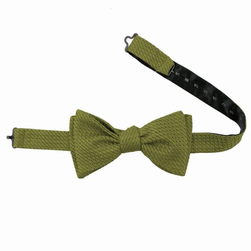 Olive green self-tying silk grenadine bow tie Garza Grossa MSG54733b.jpg