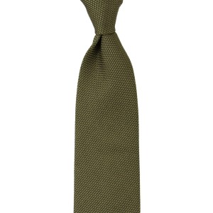 Jedwabny krawat z grenadyny garza fina  w kolorze khaki KSG635618.jpg