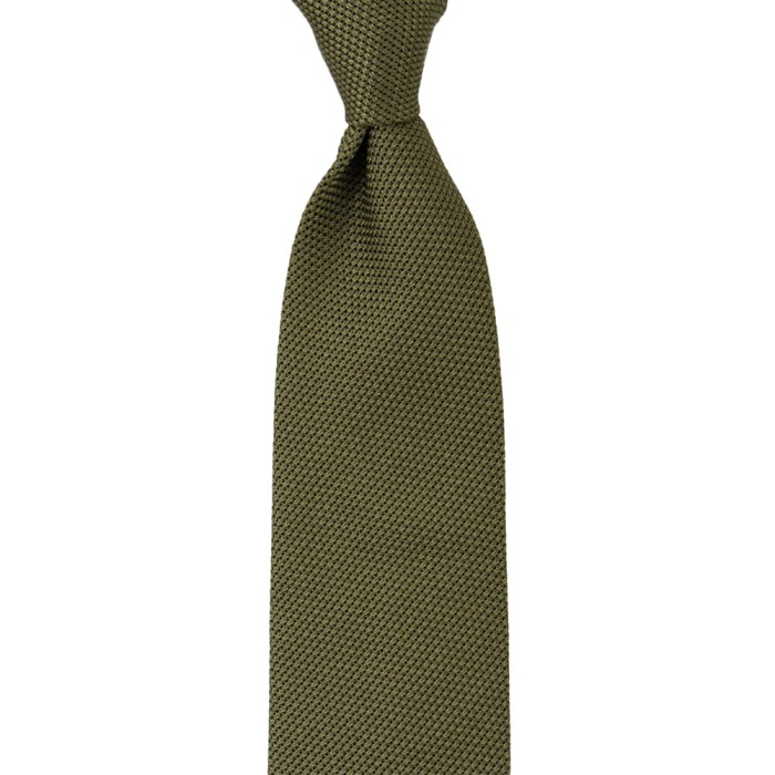 Jedwabny krawat z grenadyny garza fina  w kolorze khaki KSG635618.jpg
