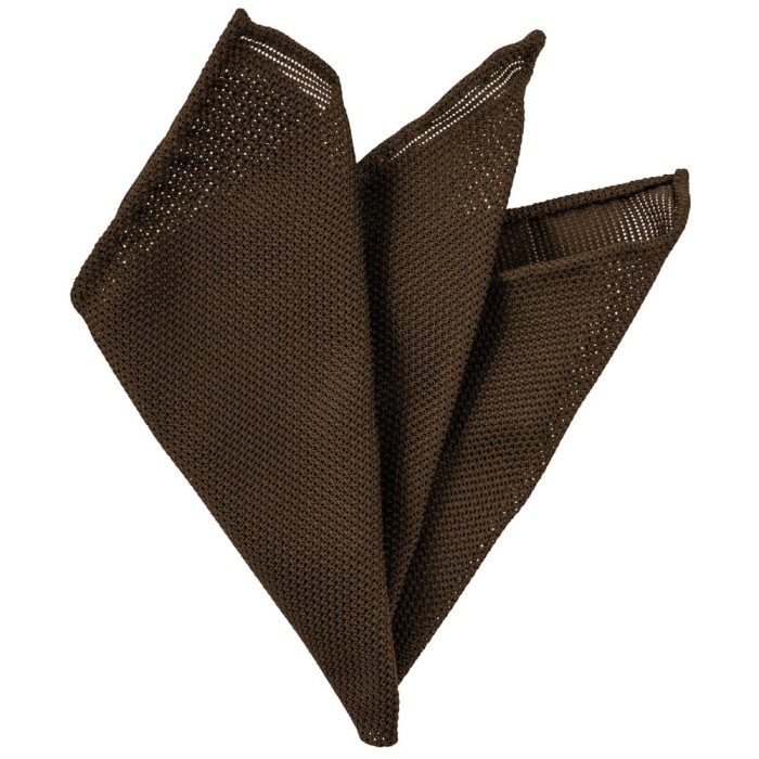 Garza fina brown silk grenadine pocket square