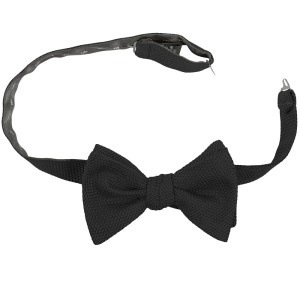 Black silk grenadine bow tie (garza fine) for self-tie