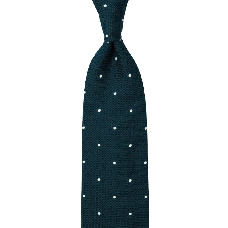 Jacquard grenadine necktie in navy blue color with white dots KSG0045.jpg