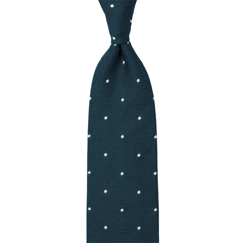 Jacquard grenadine necktie in blue color with white dots KSG0003.jpg