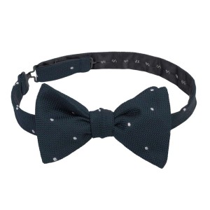 Navy grenadine silk self-tie bow tie