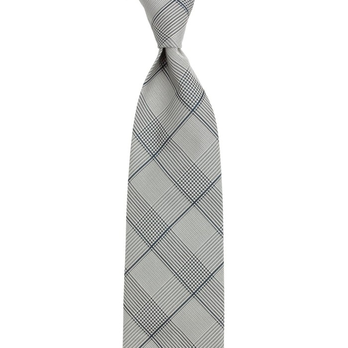 Gray jacquard tie with a structured check pattern