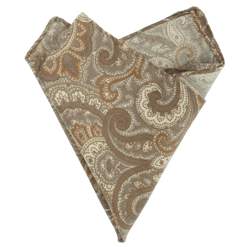 Szaro-beżowa wełniana poszetka we wzór paisley PW4329.jpg
