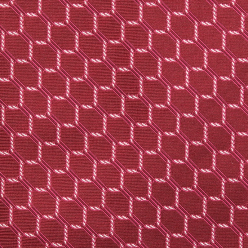 Burgundy Silk Jacquard Geometric Tie - fabric pattern