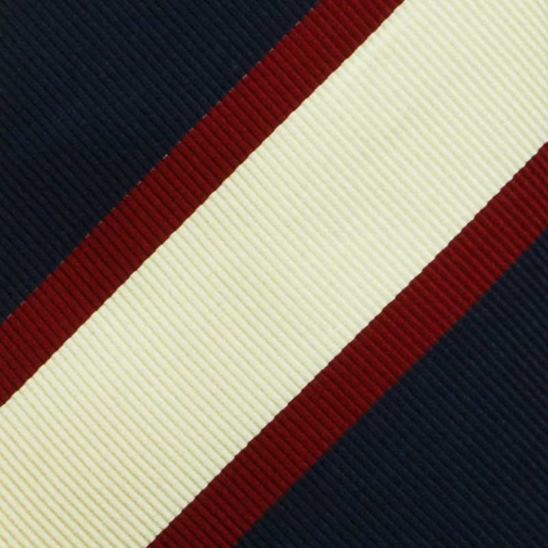 Silk jacquard tie in beige and navy blue, with alternating dark red stripes KST6227a.jpg