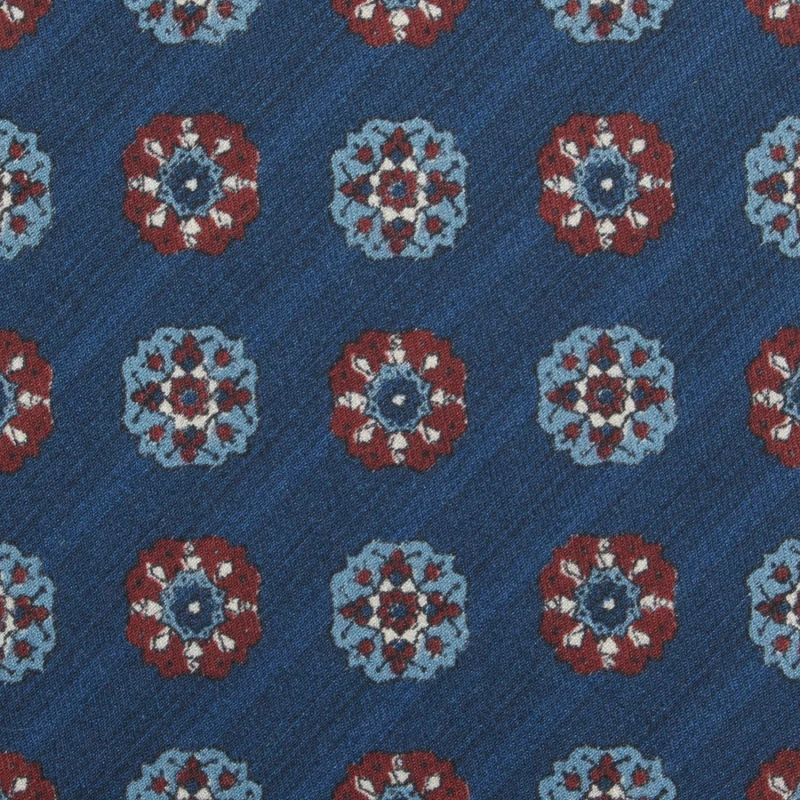 Navy blue silk tie with red and blue rosettes KST4340a.jpg